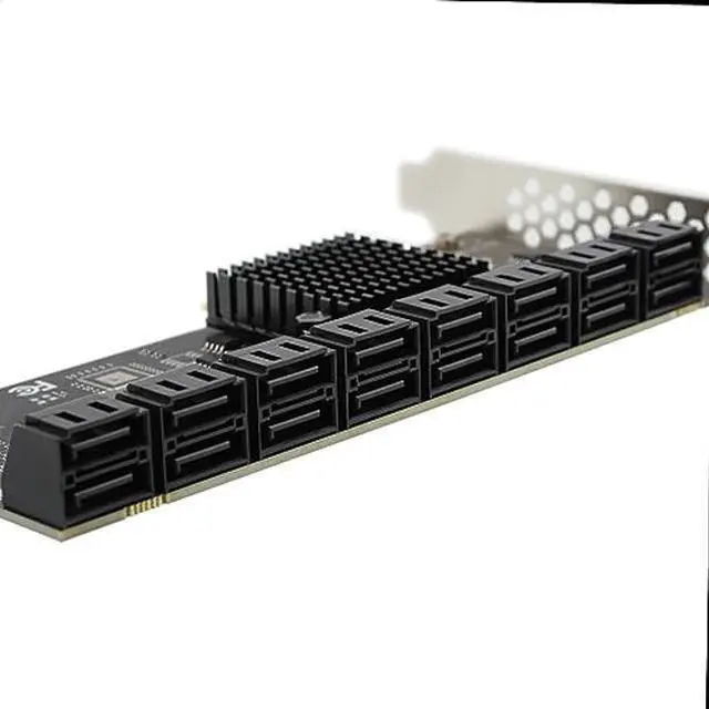 Alt view image 4 of 5 - SATA Expansion Card PCIe X1 to 16-Port SATA 3.0 SSD 6Gbps Controller Adapter Card with 2X 8-Port to 8-Port SATA Bundle Cables for Win10/8/7/XP/Vista/Linux