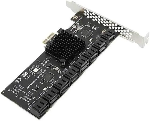 Alt view image 3 of 5 - SATA Expansion Card PCIe X1 to 16-Port SATA 3.0 SSD 6Gbps Controller Adapter Card with 2X 8-Port to 8-Port SATA Bundle Cables for Win10/8/7/XP/Vista/Linux