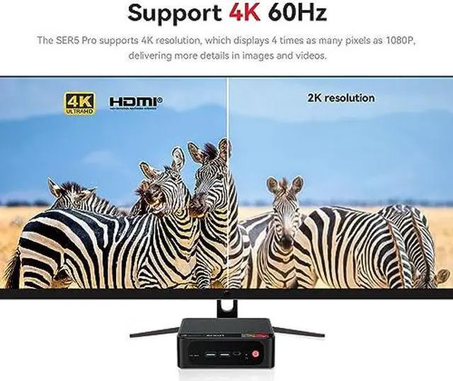 Alt view image 5 of 5 - Beelink SER5 Mini PC, AMD Ryzen 7 5700U(8C/16T up to 4.3GHz),16GB DDR4 500GB NVME SSD WiFi 6/BT5.2/HDMI+Type-C+DP Triple Display Mini Office Business Gaming Computer