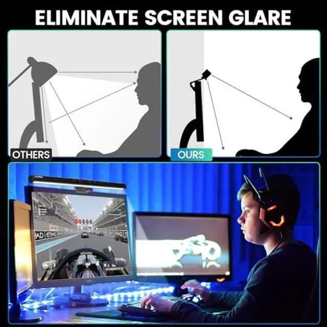 Alt view image 4 of 5 - JXJMEI Monitor Light Bar, Screen Bar, Computer Monitor Lamp E-Reading LED Screen Light Bar with Motion Sensing & Adjustable Brightness & No Glare on Screen USB Powered for Home Office Desk