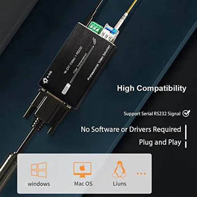 Alt view image 5 of 5 - Steloproad Mini 4K DVI Fiber Extender - DVI to Fiber Converter UHD 4Kx2K DVI Video Optical Transceiver Up to 20km Over Single-Mode Fiber with Backward RS232