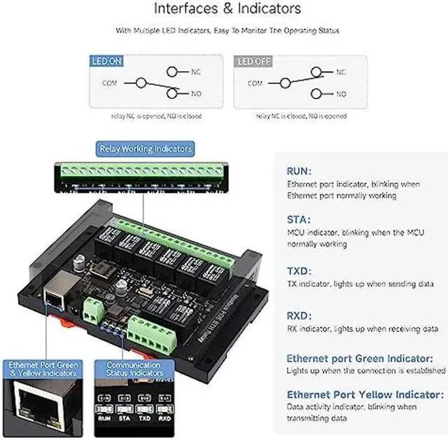 Alt view image 5 of 5 - Waveshare 8-Ch Ethernet Relay Module, Modbus RTU/Modbus TCP Protocol, PoE Port Communication, with Various Isolation and Protection Circuits, Industrial Grade Rail-Mount Case