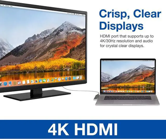 Alt view image 4 of 5 - Verbatim USB C Hub for MacBook Pro - USB-C Hub with 100W Thunderbolt PD, USB 3.0 Ports, SD Card Readers, HDMI, Compact, Portable