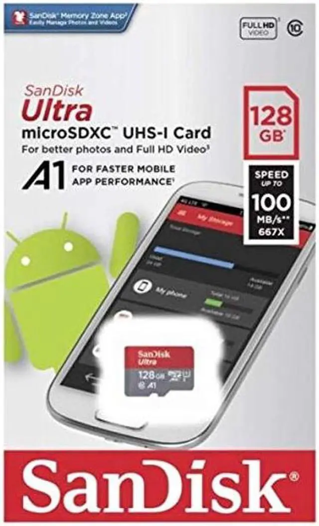 Alt view image 2 of 5 - SanDisk Ultra 128GB Micro SD Card for Motorola Cell Phone Works with Moto E 2020, Moto E7, Moto G Power, Edge+ (SDSQUAR-128G-GN6MN) Bundle with (1) Everything But Stromboli MicroSD Memory Card Reader