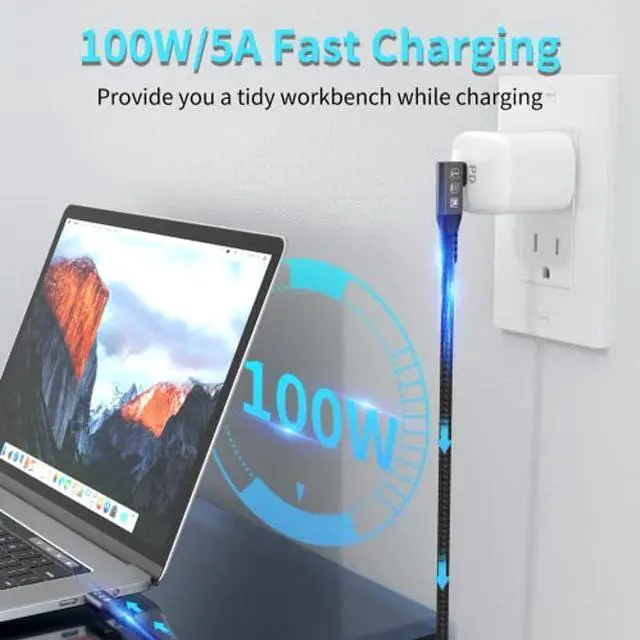 Alt view image 5 of 5 - CABLEDECONN USB4 8K Cable 1.2M Thunderbolt 4 Compatible USB 4 Type-c Extension Cable Ultra HD 8K@60Hz 100W Charging 40Gbps Data Compatible with External SSD eGPU 1xBend 1x Straight