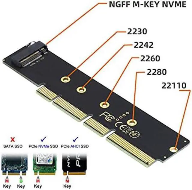 Alt view image 3 of 5 - Xiwai NGFF M.2 M-Key NVME AHCI SSD to PCI-E 3.0 16X 8X 4X Power Adapter Low Profile Height 3cm