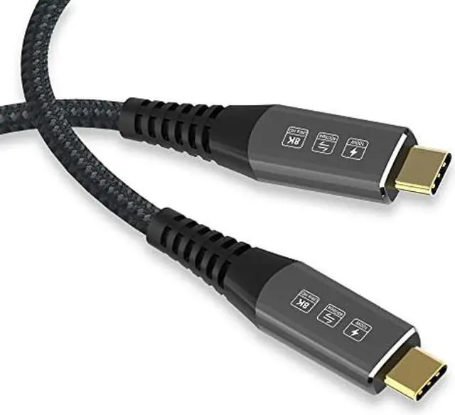Alt view image 2 of 5 - CABLEDECONN 1M USB4 Compatible with Thunderbolt 4 8K 5K 1M Cable M/M USB-C 8K@30Hz 5K/4K 60Hz Video 40Gbps Data Transmissions Rate 20V 5A 100W Power Delivery 3in1 USB-C Cable External SSD eGPU
