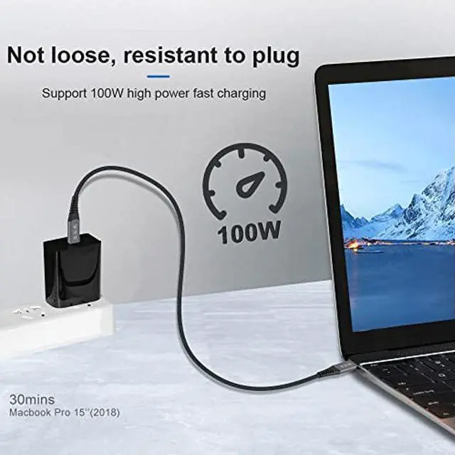 Alt view image 5 of 5 - CABLEDECONN 1M USB4 Compatible with Thunderbolt 4 8K 5K 1M Cable M/M USB-C 8K@30Hz 5K/4K 60Hz Video 40Gbps Data Transmissions Rate 20V 5A 100W Power Delivery 3in1 USB-C Cable External SSD eGPU