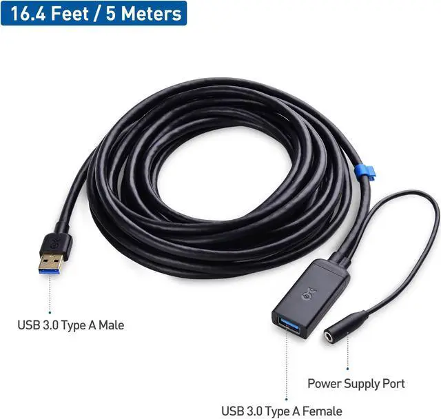 Alt view image 2 of 5 - Cable Matters Active USB Extension Cable 16.4 ft / 5m (USB 3.0 Extension Cable Male to Female) with Signal Booster for Hard Drive, Webcam and More