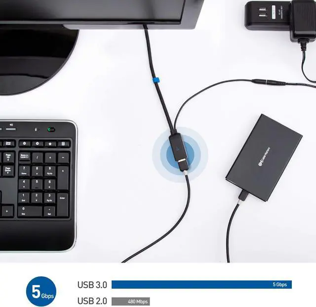 Alt view image 4 of 5 - Cable Matters Active USB Extension Cable 16.4 ft / 5m (USB 3.0 Extension Cable Male to Female) with Signal Booster for Hard Drive, Webcam and More