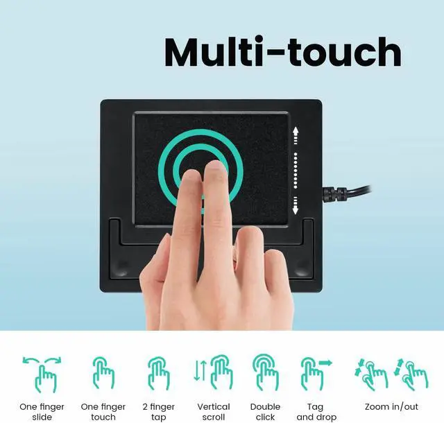 Alt view image 2 of 5 - Perixx PERIPAD-501 Wired USB Touchpad, Portable Trackpad for Laptop and Desktop User, Black, Small Size (11284)