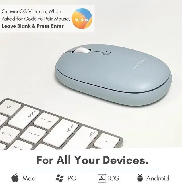 Alt view image 2 of 5 - Macally Wireless Bluetooth Mouse - Strong Connection - Quiet, Comfortable, Rechargeable Mouse for MacBook Air/Pro, Mac, iMac, Apple iPad - Wireless Mouse for Laptop, Windows PC Desktop