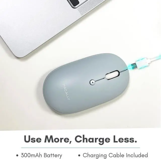 Alt view image 4 of 5 - Macally Wireless Bluetooth Mouse - Strong Connection - Quiet, Comfortable, Rechargeable Mouse for MacBook Air/Pro, Mac, iMac, Apple iPad - Wireless Mouse for Laptop, Windows PC Desktop