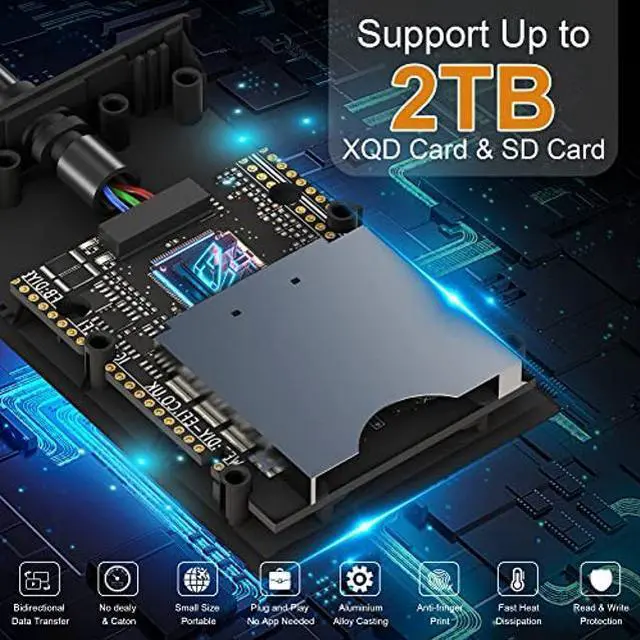Alt view image 3 of 3 - XQD SD Card Reader, USB USB-C to XQD SD Card Reader Adapter, Support Sony G/M Series, Lexar 2933x/1400x USB Mark XQD Card, SD/SDHC Card