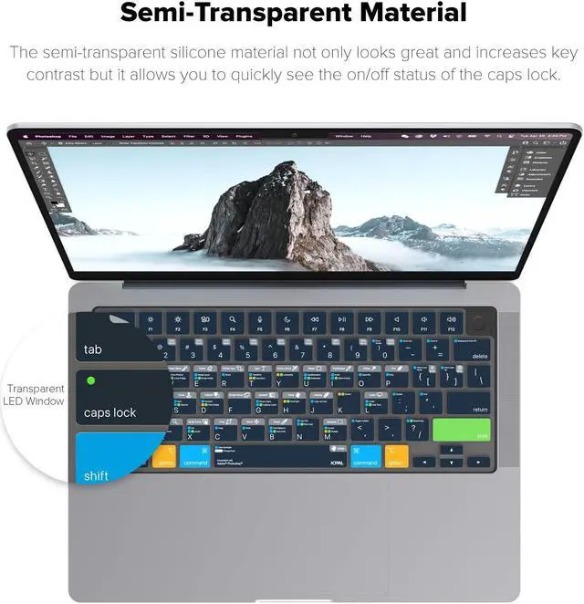 Alt view image 4 of 5 - JCPal Adobe Photoshop Shortcut Guide Keyboard Cover for Apple MacBook Pro 14 inch and MacBook Pro 16 inch (M1-M4 Models) and MacBook Air 13 inch and MacBook Air 15 inch (M2-M4 Models) (US-Layout)