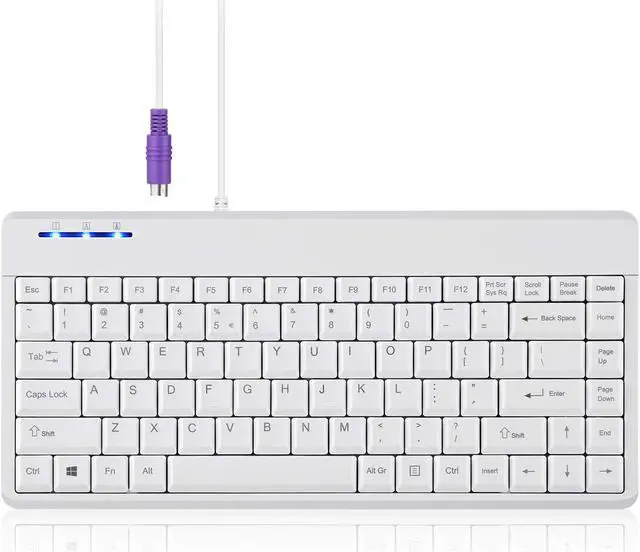 Main image of Perixx PERIBOARD-409PW Wired PS2 Mini Keyboard - 12.36x5.75x0.79 inches Dimension - White - US English Layout,PB-409PWUS-11829