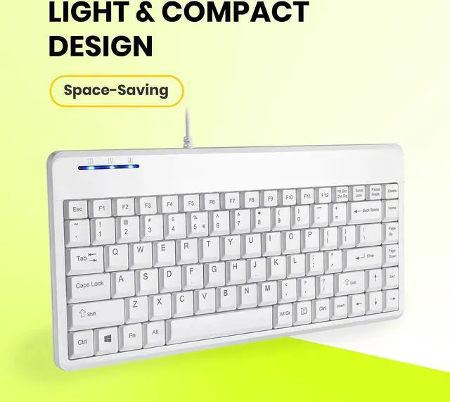 Alt view image 3 of 5 - Perixx PERIBOARD-409PW Wired PS2 Mini Keyboard - 12.36x5.75x0.79 inches Dimension - White - US English Layout,PB-409PWUS-11829