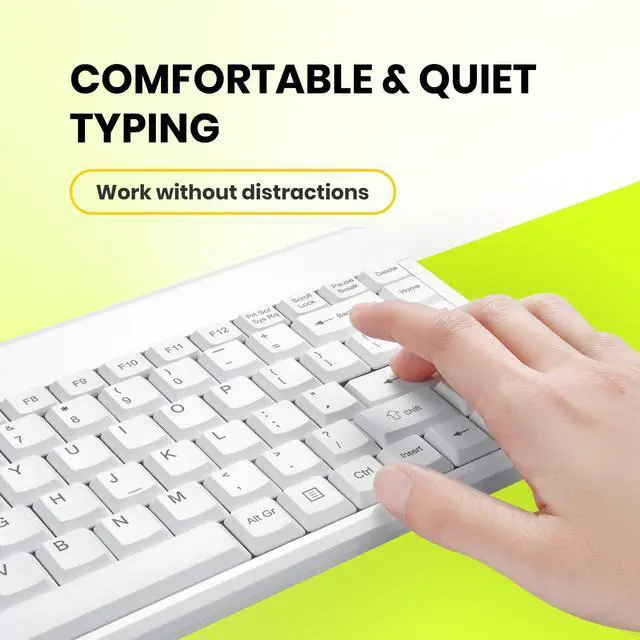 Alt view image 5 of 5 - Perixx PERIBOARD-409PW Wired PS2 Mini Keyboard - 12.36x5.75x0.79 inches Dimension - White - US English Layout,PB-409PWUS-11829