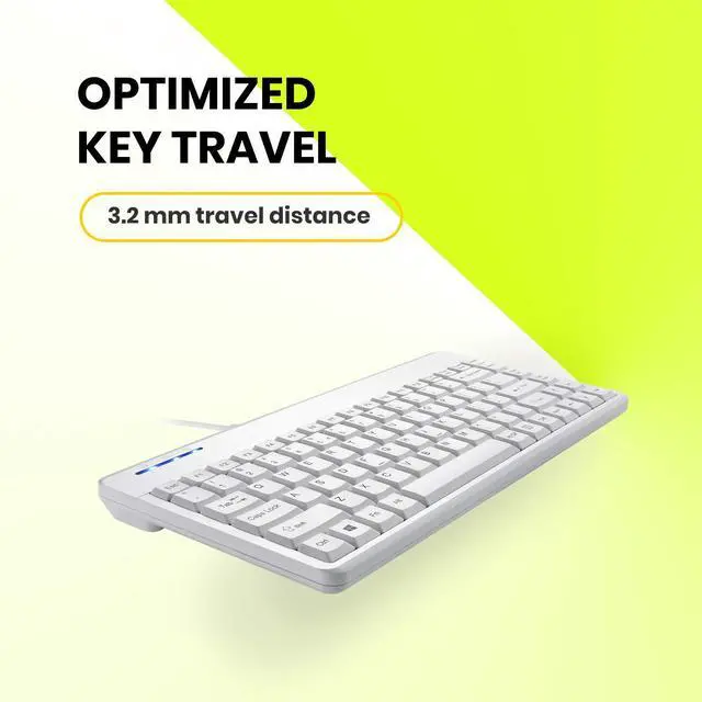 Alt view image 4 of 5 - Perixx PERIBOARD-409PW Wired PS2 Mini Keyboard - 12.36x5.75x0.79 inches Dimension - White - US English Layout,PB-409PWUS-11829