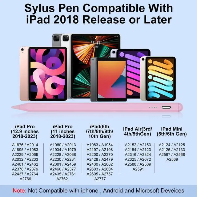 Alt view image 2 of 5 - Stylus Pen for iPad 9th&10th Generation, Apple Pencil 2nd Generation, Apple Pen iPad Pencil Compatible with iPad Pro 11&12.9", iPad Air 5th/4/3rd Gen, iPad 6/7/8th Gen, iPad Mini 5/6th Gen (Pink)