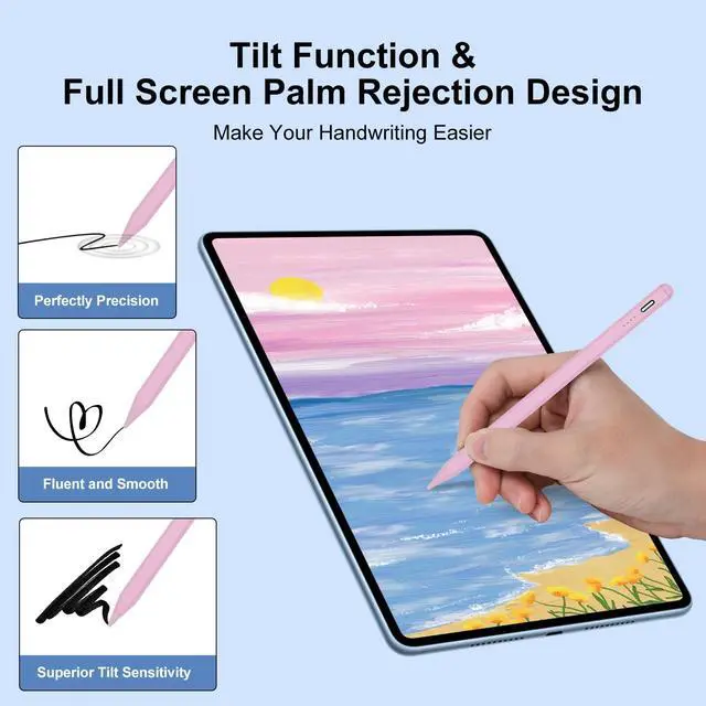 Alt view image 3 of 5 - Stylus Pen for iPad 9th&10th Generation, Apple Pencil 2nd Generation, Apple Pen iPad Pencil Compatible with iPad Pro 11&12.9", iPad Air 5th/4/3rd Gen, iPad 6/7/8th Gen, iPad Mini 5/6th Gen (Pink)