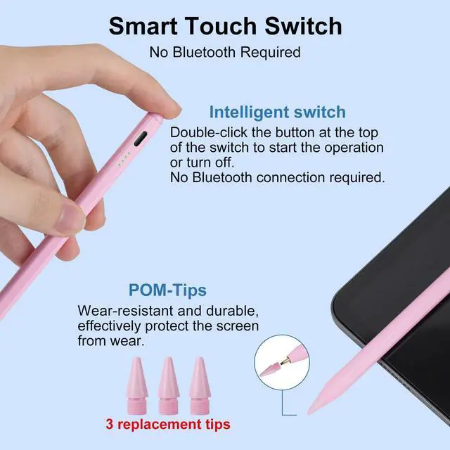 Alt view image 5 of 5 - Stylus Pen for iPad 9th&10th Generation, Apple Pencil 2nd Generation, Apple Pen iPad Pencil Compatible with iPad Pro 11&12.9", iPad Air 5th/4/3rd Gen, iPad 6/7/8th Gen, iPad Mini 5/6th Gen (Pink)