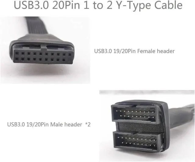 Alt view image 2 of 5 - HOXIBSL USB 3.0 Header Splitter Extension Cable,Computer Internal Motherboard USB 3.0 hub Splitter 19/20 Pin IDC 1 to 2 Y-Type Adapter DIY-Cable 5.8 in