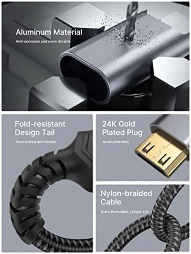 Alt view image 4 of 4 - JSAUX USB Type C to DisplayPort Adapter and Mini HDMI to HDMI Adapter with 4K 60Hz HDR 3D 18Gbps Dolby, Compatible for DSLR,Camcorder,Graphics Card,Raspberry Pi Zero W,Laptop, MacBook Pro 2019 2018