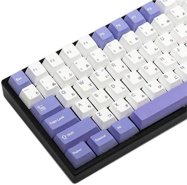 Main image of BGKYPRO Rabbit Theme Keycaps-Thermal Sublimation PBT Keycap Set,Japanese Radical, for Mechanical Keyboards, Full 135 Key Set, Cherry Profile, English (US) Layout-Purple White