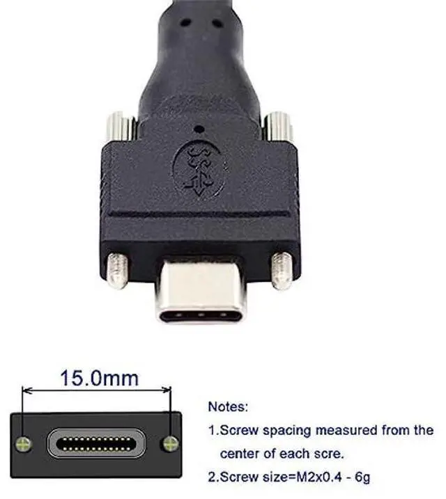 Alt view image 4 of 5 - NFHK 5 Meters USB 3.1 Type-C Dual Locking Connector to Standard USB3.0 Data Cable for Camera with Panel Mount Screw