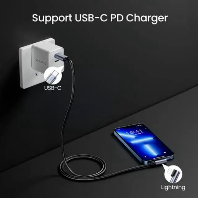 Alt view image 4 of 5 - ORNARTO USB C to Lightning Cable (MFi Certified) 10FT Fast iPhone 14 Charger Cable Power Delivery Charging Nylon Braided Cord Compatible with iPhone 14/13/12/11/10/SE, iPad, AirPods-Black