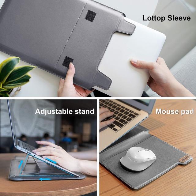 Alt view image 4 of 5 - Nillkin Laptop Sleeve for MacBook Air M4(2025)/Pro 13/MacBook Air 13 inch, MacBook Air Sleeve with Laptop Stand and Mouse Pad, Case Bag for 13-14 inch MacBook, ASUS, Dell, HP, Grey