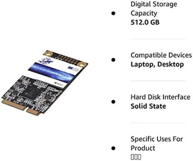 Alt view image 5 of 5 - Dogfish Msata 512GB Internal Solid State Drive Mini Sata SSD Disk Drive High Performance Hard Drive for Desktop Laptop Notebook (MSATA, 512GB)