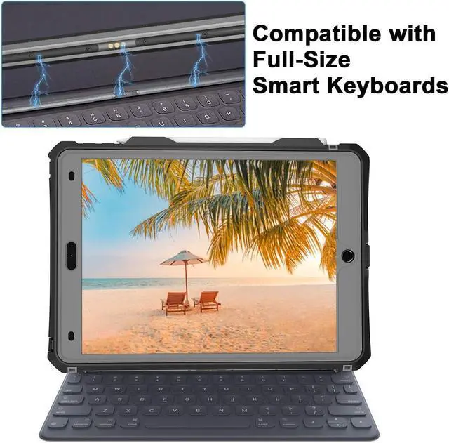 Alt view image 3 of 5 - ShellBox Case for iPad 10.2 9th/8th/7th,Full-Body Protective Case,with Magnetic Pencil Holder,Keyboard Interface,IP68 Waterproof Case for iPad 10.2 Inch 2019-2021 (Black)