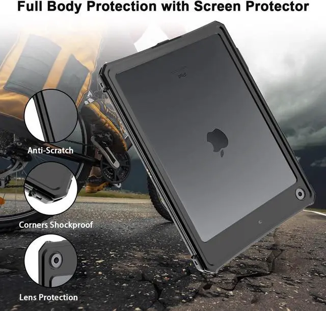 Alt view image 4 of 5 - ShellBox Case for iPad 10.2 9th/8th/7th,Full-Body Protective Case,with Magnetic Pencil Holder,Keyboard Interface,IP68 Waterproof Case for iPad 10.2 Inch 2019-2021 (Black)