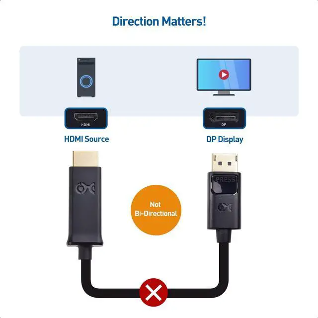 Alt view image 4 of 5 - Cable Matters Unidirectional DisplayPort to HDMI Cable 25 ft, Gold-Plated DP to HDMI Cable, Display Port to HDMI Adapter Cable, 25 Feet