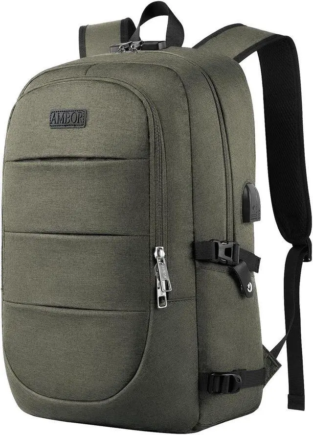 Main image of AMBOR Anti Theft Backpack, 15.6-17.3 inch Business Laptop Carry on Backpack with USB Charging Port and Headphone Interface, Travel Backpack for Men & Women