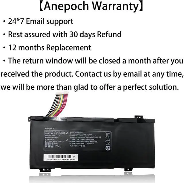 Alt view image 3 of 5 - Anepoch GK5CN-00-13-3S1P-0 Laptop Battery Replacement for Getac TONGFANG GK5CN4Z GK5CN5Z GK5CN6Z GK5CQ7Z GK6Z5CN GK7CN6S Series Notebook GK5CN-00-13-4S1P-0 11.4V 46.74Wh 4100mAh