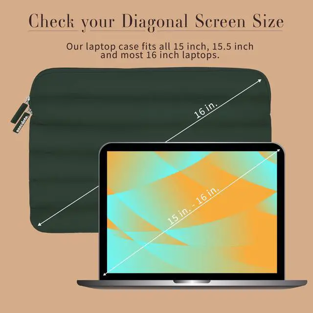 Alt view image 3 of 5 - ANECDOTE Laptop Case 15-16 Inch  A Perfect Laptop Sleeve - Compatible with MacBook Air/Pro 15 inch M3 M2 M1 Chip Pro Max 2023-2021  Fits well, Made of 100% Nylon with Aesthetic Design (Forest Green)