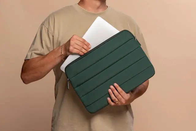 Alt view image 5 of 5 - ANECDOTE Laptop Case 15-16 Inch  A Perfect Laptop Sleeve - Compatible with MacBook Air/Pro 15 inch M3 M2 M1 Chip Pro Max 2023-2021  Fits well, Made of 100% Nylon with Aesthetic Design (Forest Green)