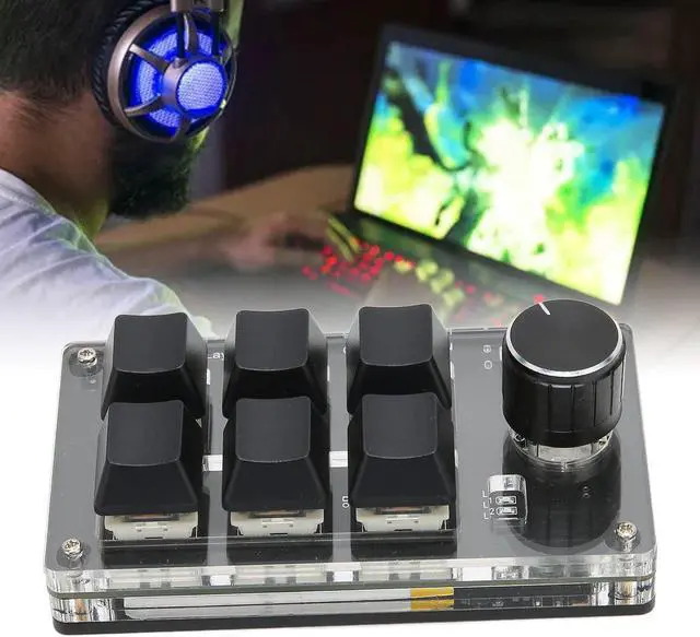 Alt view image 5 of 5 - ASHATA Mini Mechanical Keyboard, Bluetooth 6 Keys DIY Programmable Keypad Dual Mode OSU Wired USB Keypad Suitable for Office, Game, Music, Media, etc