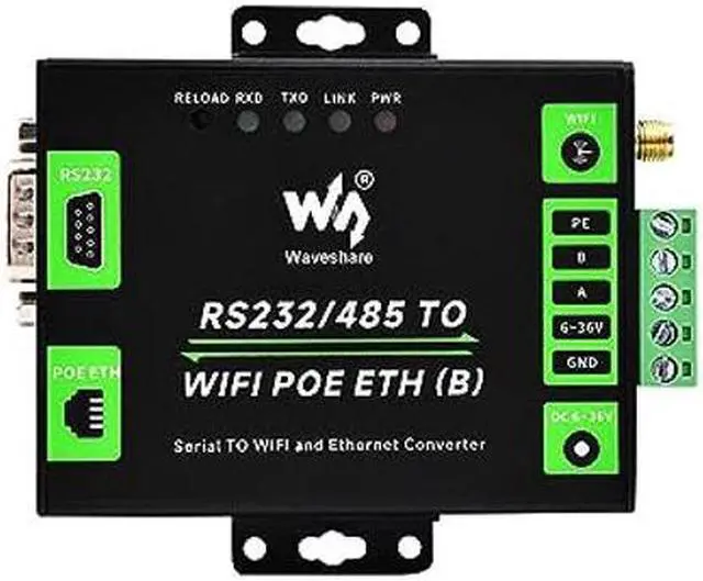 Main image of Coolwell Industrial Grade RS232/485 to WiFi POE Ethernet Serial Server 6t Modbus Gateway MQTT Gateway Metal Case