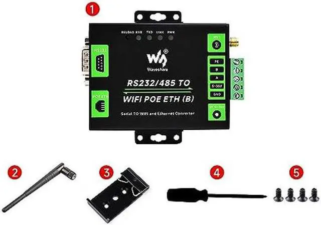 Alt view image 3 of 5 - Coolwell Industrial Grade RS232/485 to WiFi POE Ethernet Serial Server 6t Modbus Gateway MQTT Gateway Metal Case