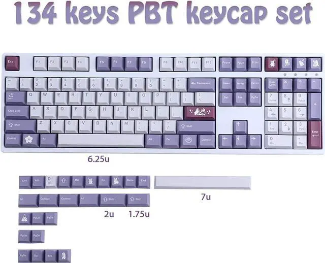 Alt view image 2 of 5 - JOMKIZ PBT Keycaps, Cherry Profile Keycaps 134 Keys Rabbit Dye Sublimation with 7U Spacebar Japanese Keycap Set for Cherry MX Switches US Layout Mechanical Keyboards