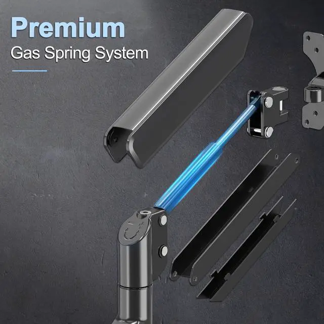 Alt view image 5 of 5 - ErgoFocus Single Monitor Mount Arm Fits Monitor up to 32 Inch, Monitor Desk Mount Holds 4.4-19.8lbs Computer Screen, Full Motion Gas Spring Monitor Desk Mount, VESA Mount 75x75, 100x100