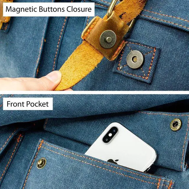 Alt view image 4 of 5 - Messenger Bag for 17 Inch Laptop Vintage Canvas Leather Shoulder Crossbody Satchel Shoulder Computer College Bag Travel Office Messenger Bag for Men Women - Blue