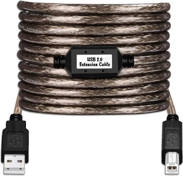 Alt view image 2 of 5 - GGMTY USB 2.0 Printer Cable 60ft, USB A-Male to B-Male High Speed Printer/Scanner/Repeater Cable for HP, Canon, Lexmark, Epson, Dell, Samsung etc