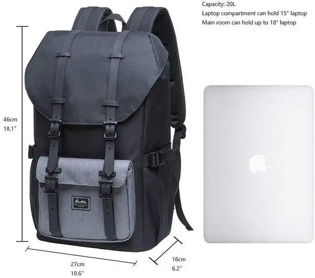 Alt view image 2 of 5 - KAUKKO Laptop Outdoor Backpack Traveling Daypack Hiking Rucksack Large Capacity Bag Fits 15.6"(5-5-Blackgrey-NEW)