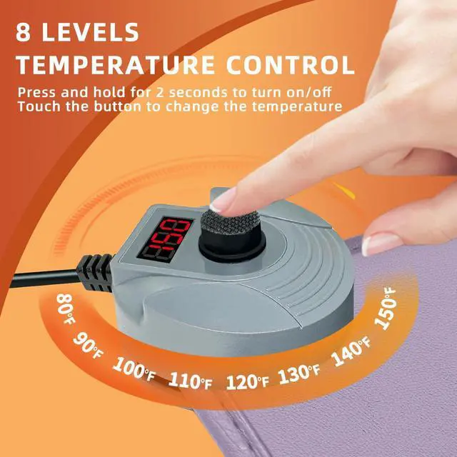 Alt view image 2 of 5 - MyPlace Heated Mouse Pad - Heated Desk Mat with 8 Levels Heating & 3 Hours Auto Shut-Off - 31.8"x 17.3"Large Safe Desk Mat Hand Warmer for Home Office Work (Light Purple)