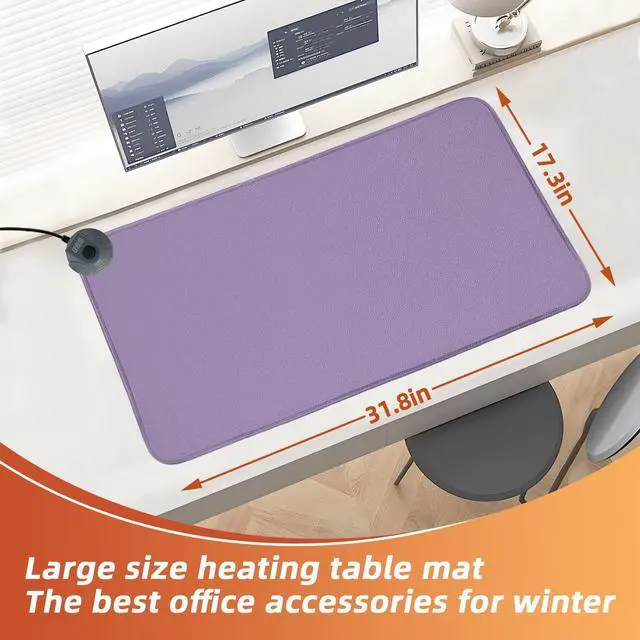 Alt view image 4 of 5 - MyPlace Heated Mouse Pad - Heated Desk Mat with 8 Levels Heating & 3 Hours Auto Shut-Off - 31.8"x 17.3"Large Safe Desk Mat Hand Warmer for Home Office Work (Light Purple)